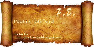 Paulik Dávid névjegykártya